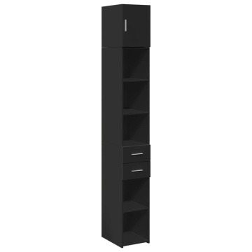 Dulap depozitare slim negru 30x42,5x225 cm lemn prelucrat - Img 2