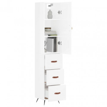 Dulap înalt, alb extralucios, 34,5x34x180 cm, lemn prelucrat - Img 3