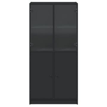 Dulap înalt cu uși, negru, 68x37x142 cm, lemn compozit - Img 6