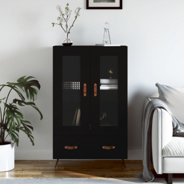 Dulap înalt, negru, 69,5x31x115 cm, lemn prelucrat - Img 1