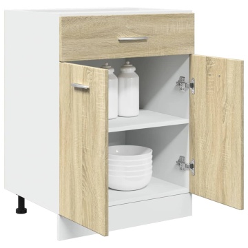 Dulap inferior cu sertar, stejar Sonoma, 60 x 46 x 81,5 cm, PAL - Img 4