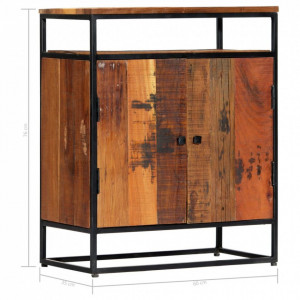 Dulap lateral, 60 x 35 x 76 cm, lemn masiv reciclat și oțel - Img 6