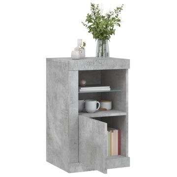 Dulap lateral cu lumini LED, gri beton, lemn prelucrat - Img 8