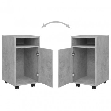 Dulap lateral cu roți, gri beton, 33x38x60 cm, PAL - Img 6