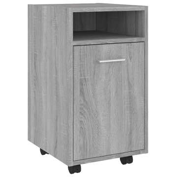 Dulap lateral cu roți gri sonoma 33x38x60 cm lemn prelucrat - Img 2