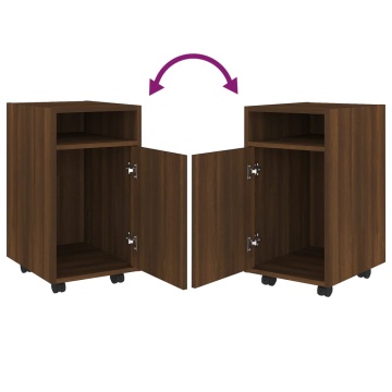Dulap lateral cu roți stejar maro 33x38x60 cm lemn prelucrat - Img 8