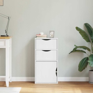 Dulap lateral cu sertare ODDA alb 40x24x79 cm lemn masiv de pin - Img 3