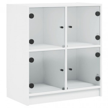 Dulap lateral cu uși din sticlă, alb, 68x37x75,5 cm - Img 2