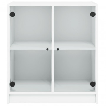 Dulap lateral cu uși din sticlă, alb, 68x37x75,5 cm - Img 5