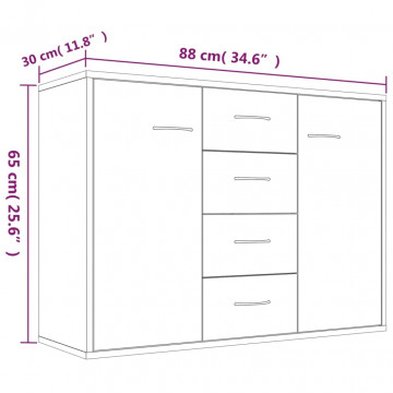 Dulap lateral, stejar fumuriu, 88x30x65 cm, lemn compozit - Img 5