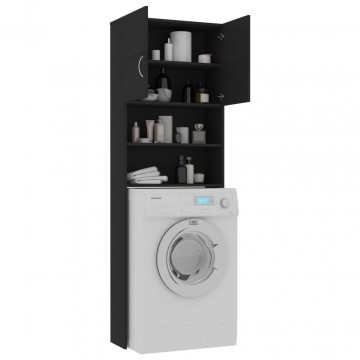 Dulap mașina de spălat, negru, 64x25,5x190 cm, PAL - Img 4