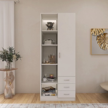 Dulap Mixt Alpin cu o Usa si 3 Sertare, 200x80x50 cm, Culoare Alb, Material din PAL de 18mm - Img 2