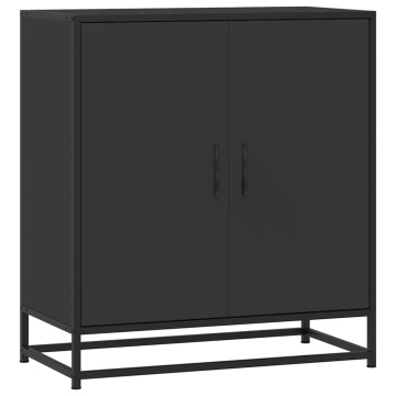 Dulap, negru, 68x35x76 cm, lemn prelucrat și metal - Img 2