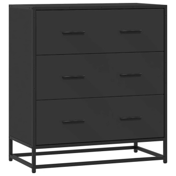 Dulap, negru, 68x35x76 cm, lemn prelucrat și metal - Img 2