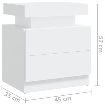 Dulap noptieră, alb, 45x35x52 cm, lemn prelucrat - Img 6