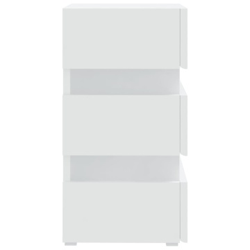Dulap noptieră cu LED, alb, 45x35x67 cm, lemn prelucrat - Img 5
