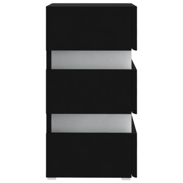Dulap noptieră, cu LED, negru, 45x35x67 cm, lemn prelucrat - Img 5