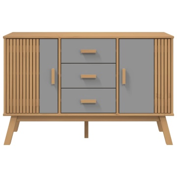 Dulap OLDEN, gri și maro, 114x43x73,5 cm, lemn masiv pin - Img 7