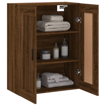 Dulap pe perete, stejar maro, 69,5x34x90 cm, lemn prelucrat - Img 8