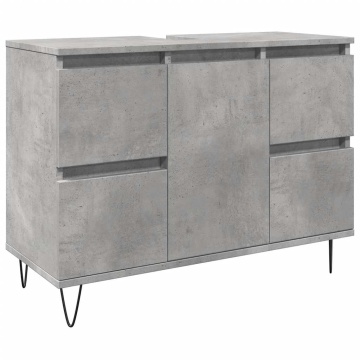 Dulap pentru baie, gri beton, 80x33x60 cm, lemn compozit - Img 2