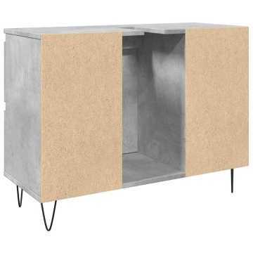 Dulap pentru baie, gri beton, 80x33x60 cm, lemn compozit - Img 5
