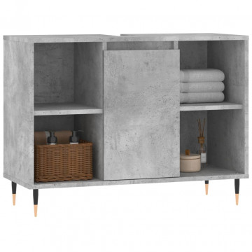 Dulap pentru baie, gri beton, 80x33x60 cm, lemn compozit - Img 3