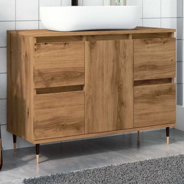 Dulap pentru baie stejar artizanal, 80x33x60 cm, lemn prelucrat - Img 1
