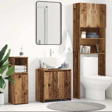 Dulap pentru chiuvetă baie lemn vechi 60x33x60cm lemn prelucrat - Img 3