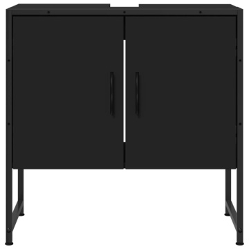 Dulap pentru chiuvetă baie, negru, 60x33x60 cm, lemn prelucrat - Img 8