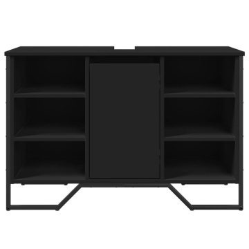 Dulap pentru chiuvetă baie, negru, 91x35x60 cm, lemn prelucrat - Img 4