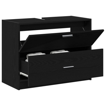 Dulap pentru chiuvetă Negru Stejar 78x37x59 cm Lemn prelucrat - Img 3