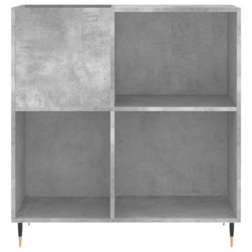 Dulap pentru discuri gri beton 84,5x38x89 cm lemn compozit - Img 4