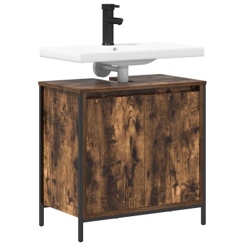 Dulap pentru lavoar baie stejar afumat 60x34,5x60 cm - Img 4