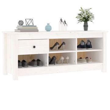 Dulap pentru pantofi, alb, 110x38x45,5 cm, lemn masiv pin - Img 6