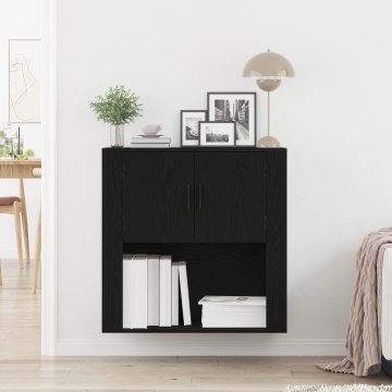 Dulap perete Negru Stejar 80x33x80 cm Lemn prelucrat - Img 4