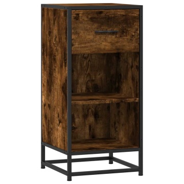 Dulap, stejar fumuriu, 35,5x35x76 cm, lemn prelucrat și metal - Img 2