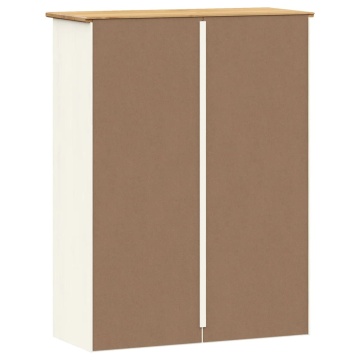 Dulap superior comodă „VIGO”, alb, 78x30x100 cm, lemn masiv pin - Img 6