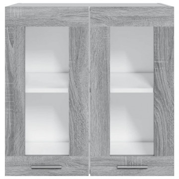 Dulap suspendat cu sticlă, gri sonoma, 60x31x60 cm, lemn - Img 3