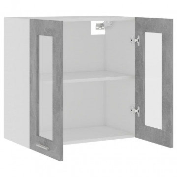 Dulap suspendat de sticlă, gri beton, 60 x 31 x 60 cm, PAL - Img 8