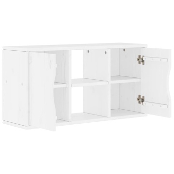 Dulap TV „ODDA” alb 79x24x40 cm din lemn masiv de pin - Img 8