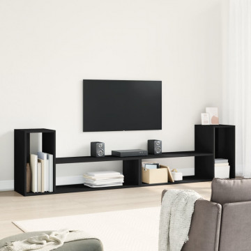 Dulap TV, 2 buc., negru, 100x30x50 cm, lemn prelucrat - Img 3