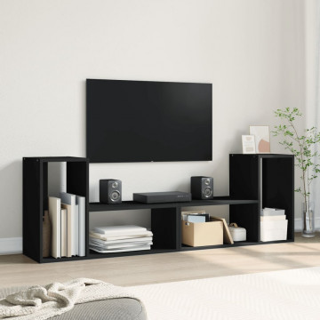 Dulap TV, 2 buc., negru, 75x30x50 cm, lemn prelucrat - Img 3