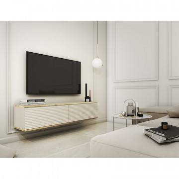 Dulap TV Bari BA03 MDF, bej, 135 cm 2D - Img 2
