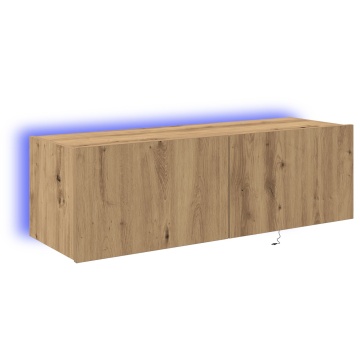 Dulap TV cu iluminare LED Stejar Artisan 100x35x31 cm - Img 2