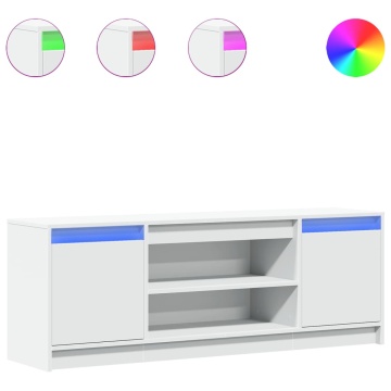 Dulap TV cu LED, alb, 139,5x34x50 cm, lemn prelucrat - Img 2
