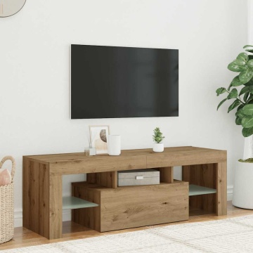 Dulap TV cu LED stejar artizanal 120x36,5x40 cm lemn prelucrat - Img 4