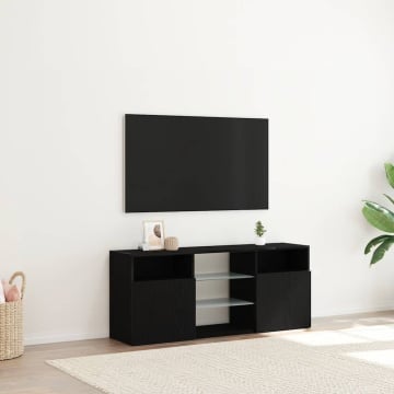 Dulap TV cu LED stejar negru 120x30x50 cm lemn prelucrat - Img 4