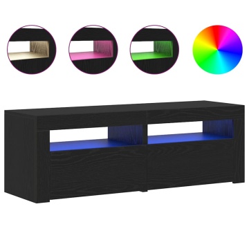 Dulap TV cu LED stejar negru 120x35x40 cm lemn prelucrat - Img 2