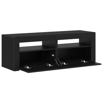Dulap TV cu LED stejar negru 120x35x40 cm lemn prelucrat - Img 5