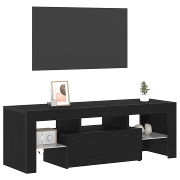 Dulap TV cu LED-uri, stejar negru, 120x35x40 cm - Img 3